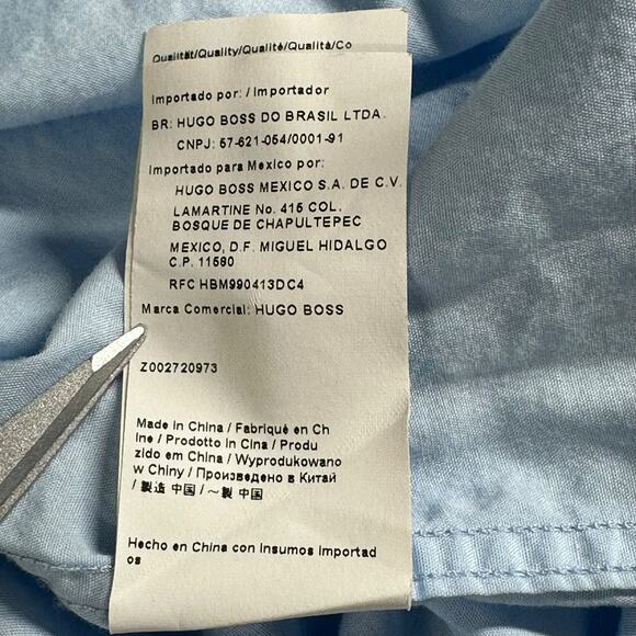 Hugo Boss Shirt Mens 16 Blue Brady Button Up 100%‎ Cotton Work Office Preppy - Picture 7 of 8